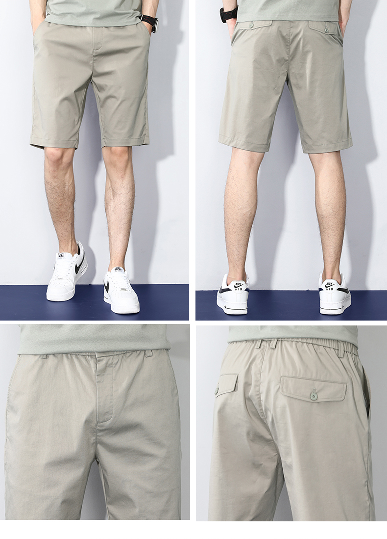 ROMON Casual Shorts for Men, Summer Business Pants, Cotton Stretch Breathable Five-Point Shorts, Sports Trousers, Men's Clothing LM112 Black Size 31 5