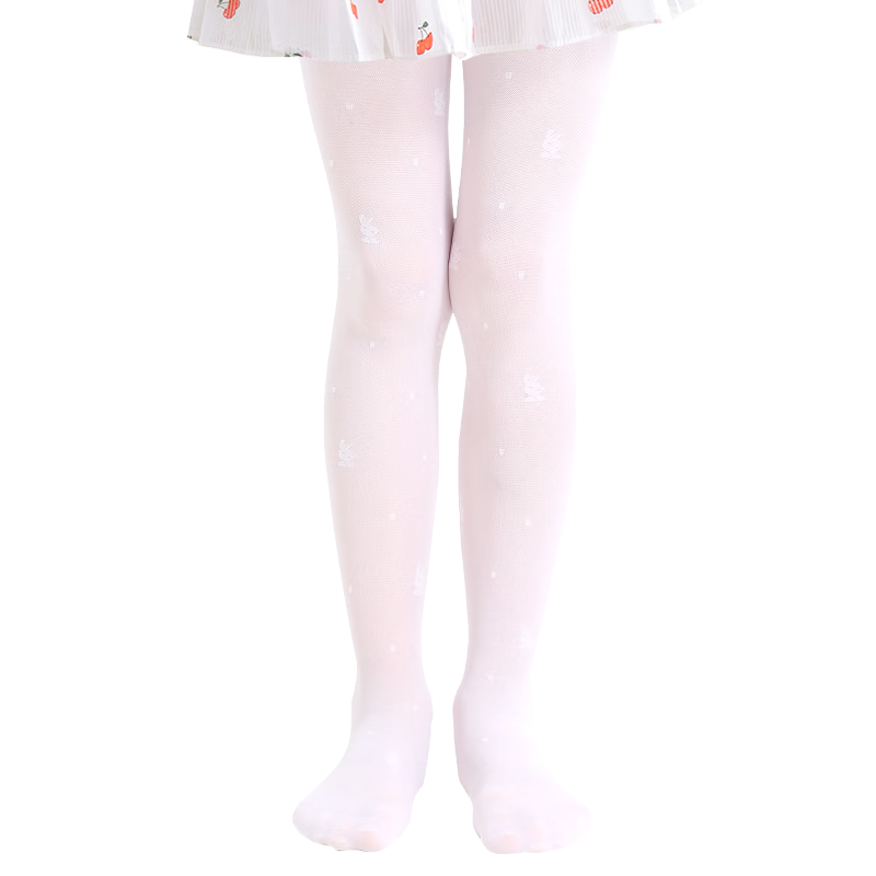 Barbie Children's Tights, Summer Thin Style, Girls' Ultra-Thin Stockings, Mosquito-Proof Socks, Base Layer Socks, Little Rabbit White + Little Bear Yellow, L