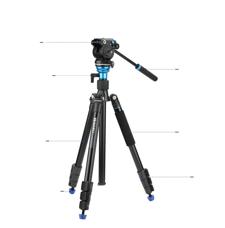 Benro A1883FS2N DSLR Video Tripod, Professional Camera Hydraulic Handle, Pan-Tilt Head, Adjustable Level Ball Bowl, Monopod And Tripod Set 4
