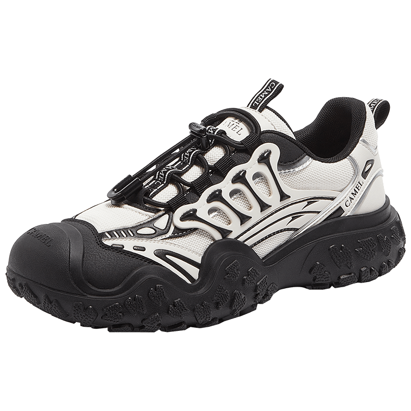 CAMEL [Wang Junkai's Choice] Women's Hiking Shoes, Mechanical Outdoor Ugly-Cute Shoes, L25M202007, Beige/silver/black, Size 39