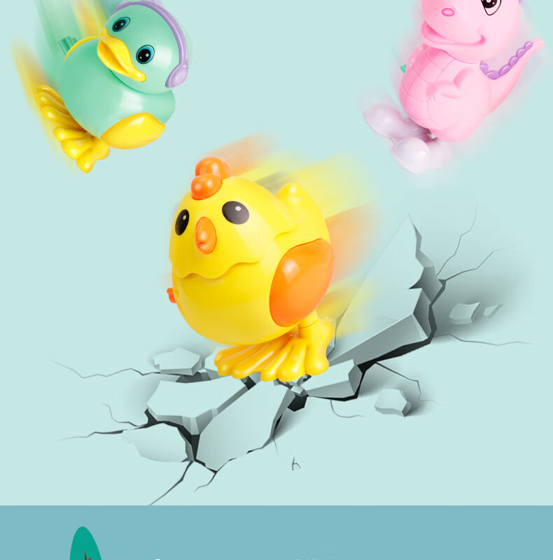Huashimeng Children's Wind-Up Toy, Chain Reel, Chicken, Dinosaur, Jumping Frog, Rabbit, 80s And 90s Nostalgic Spring-Loaded Toy 5
