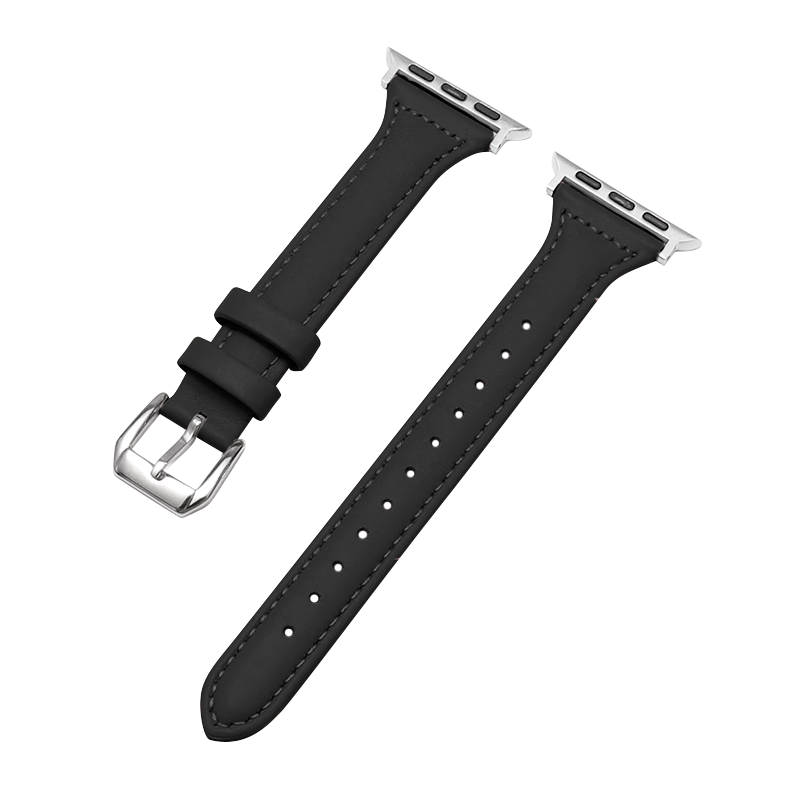 MSSM Suitable for Women's Apple Watch Band, Slim Waist Genuine Leather Apple Watch Band for IWatch Ultra3/S11/10/9/8/Se3 - Black 44/45/46/49