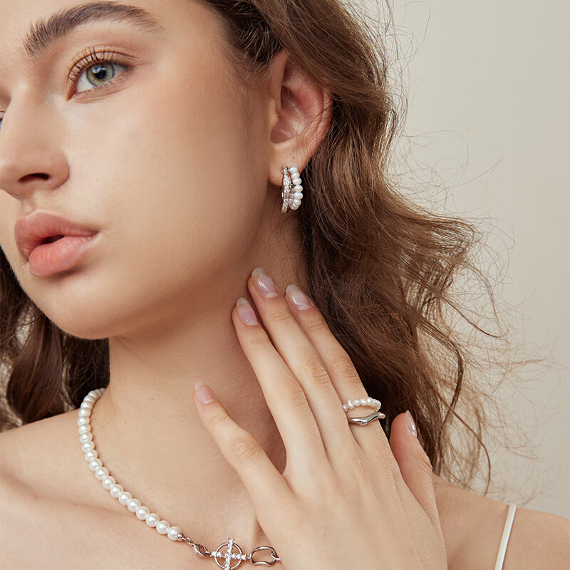 Arsis [Zhang Ruonan's Style] Dazzling Small Stud Earrings for Women, Pearl Earrings, 925 Sterling Silver Needle Birthday Gift for Girlfriend
