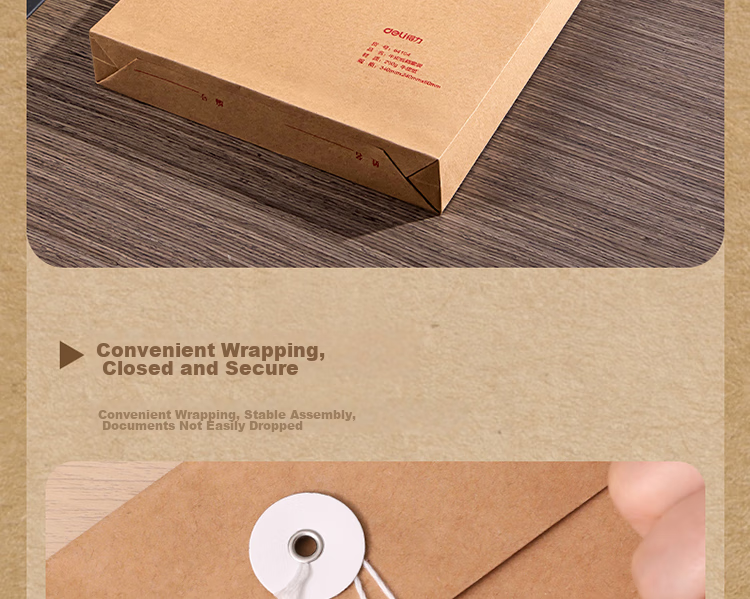 Deli 10 Pieces 280g Thick Kraft Paper File Folders, Document Storage with 6cm Side Width for Bids, Contracts, And Files, Bid Document Folders for Office File Protection 64104 7
