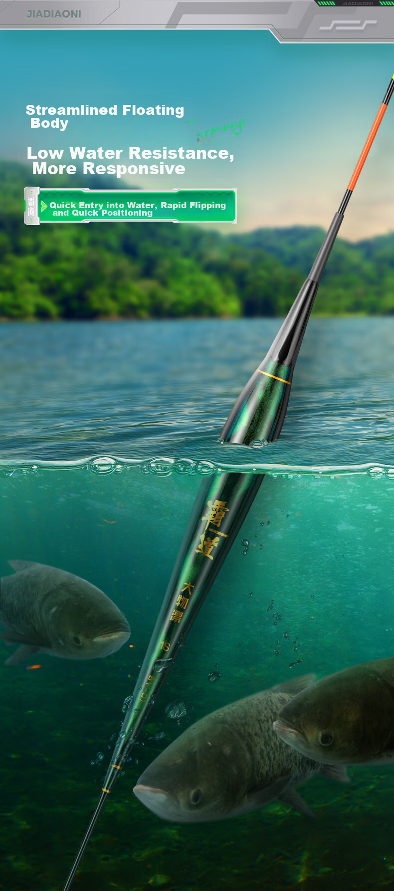JIADIAONI Powerful Nano Float with Luminous Bait, Color-Changing for Bighead Carp And Silver Carp, Highly Sensitive And Eye-Catching 15