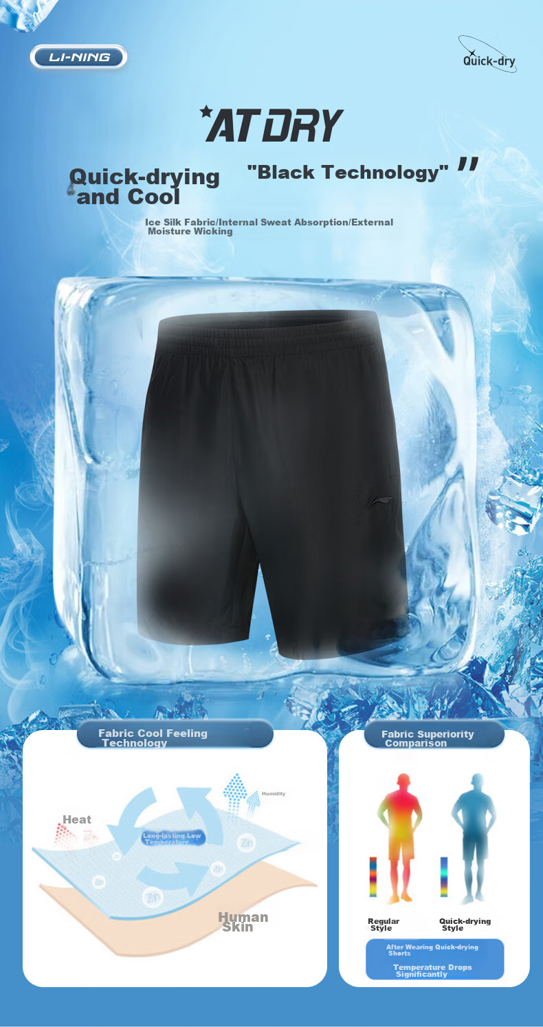 Li-Ning Men's Sports Set, Summer Short-Sleeve Shorts, Quick-Dry Fitness Wear, Running Basketball Training Clothes, Breathable And Sweat-Absorbing for Daily Use 3