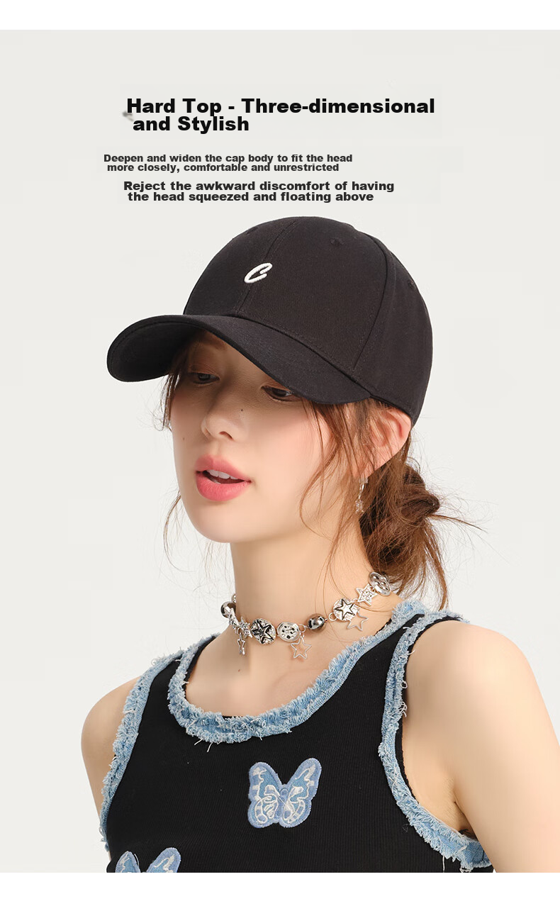 CACUSS Baseball Cap for Women, All-Season Hard Top, Face-Slimming, Korean Style, Versatile Visor Cap, Sports Sun Protection Hat, Beige 4