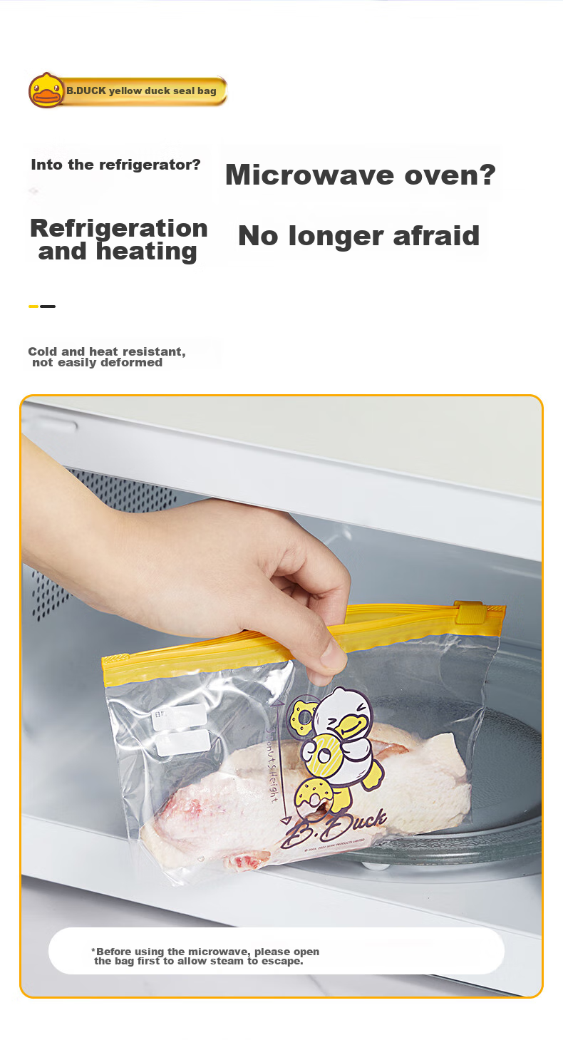 Chuida Huang Food-Grade High-Temperature Resistant Small Sealed Bags 30+ Medium 20 Thickened Fresh-Keeping Self-Sealing Bags Little Yellow Duck Collaboration Edition 7