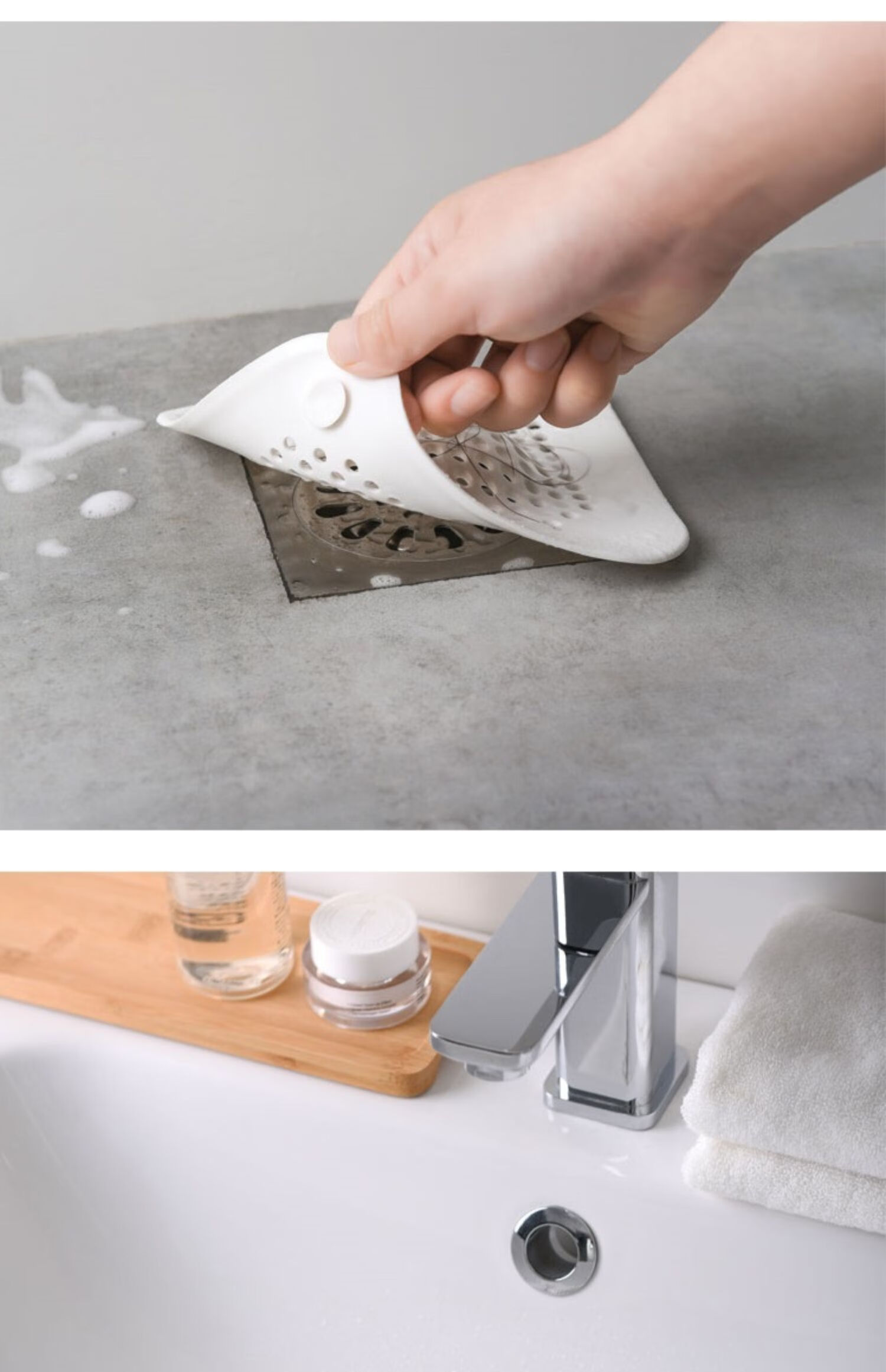 Daisy Leaf Floor Drain Hair Catcher Filter for Bathroom Bathtub Sink Hair Blockage Prevention with Suction Cup 8