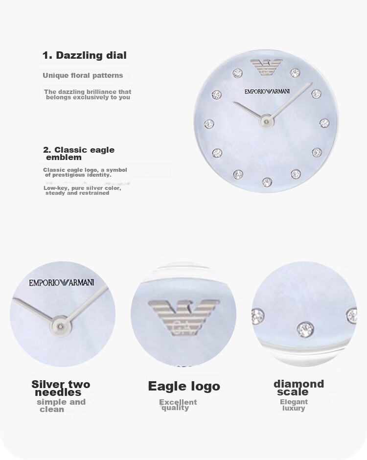 EMPORIO ARMANI Women's Watch, White Moonlight Series Quartz Watch, Birthday Gift for Girlfriend, AR1961 3