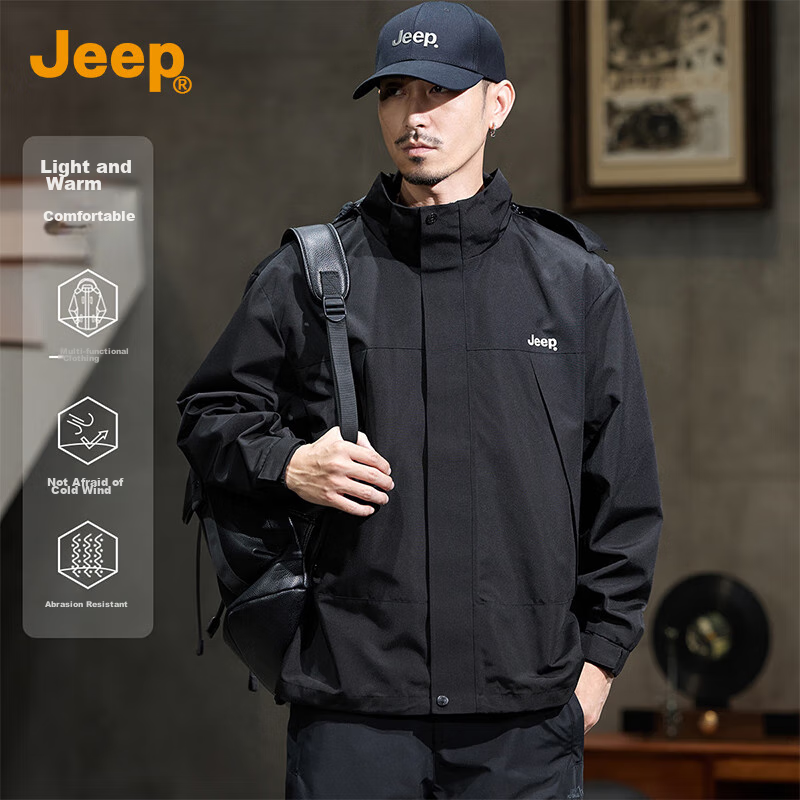 JEEP High-End Tactical Jacket for Men, 2026 Spring And Autumn New Outdoor Mountain-Style Sports Hiking Wear Workwear Jacket Men's Clothing