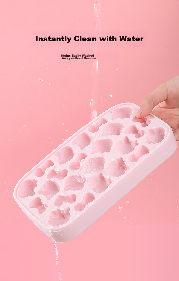 Xuechu Ice Cube Mold, HELLOKITTY Cartoon Silicone Ice Maker, with Lid, Food Storage Container, Ice Cream Mold 10