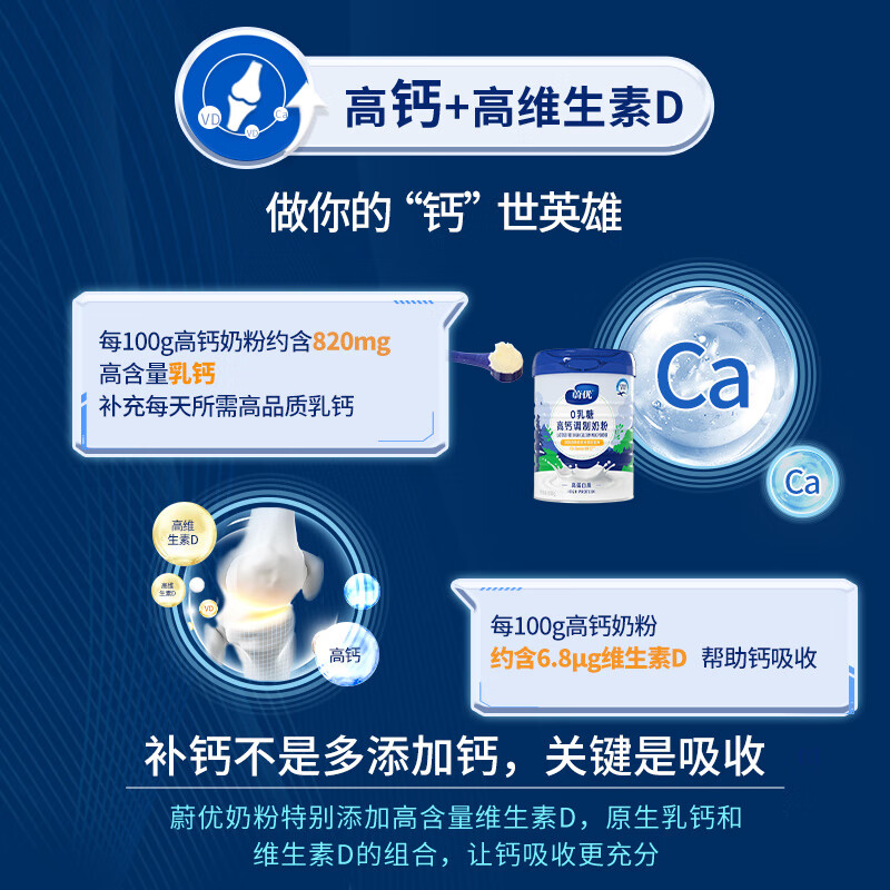 VALIO蔚优 0乳糖牛奶粉 高钙富硒奶粉800g 高蛋白成人奶粉