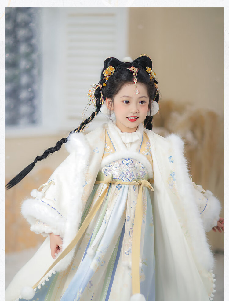 Qibo Hanfu Girls' Autumn And Winter 2025 New Style Children's Chinese-Style Thick Dress, Girl Dream (Draping Only), Size 120 9