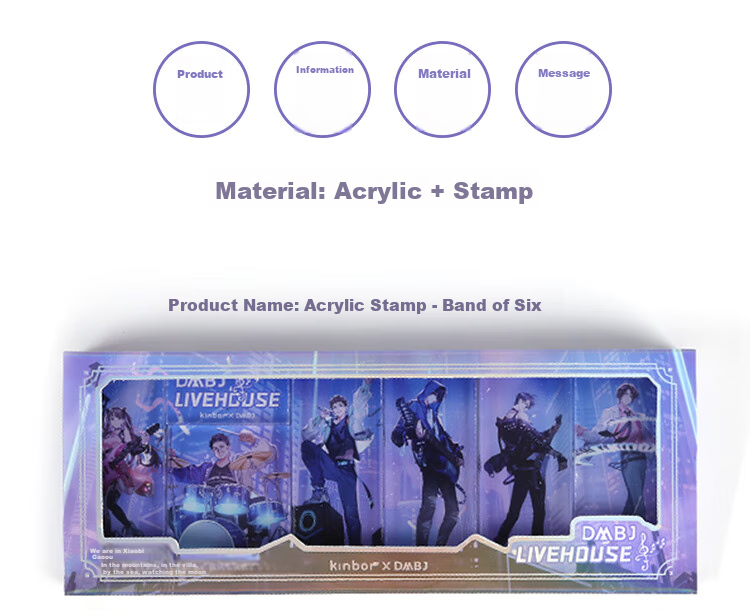 Kinbor Children's Band Zhang Qiling's Grave Robbers' Chronicles Acrylic Stamp Gift Box, Journal Diary DIY Decoration Stationery Set, Anime-Style Guzi DT57582 Gift 8