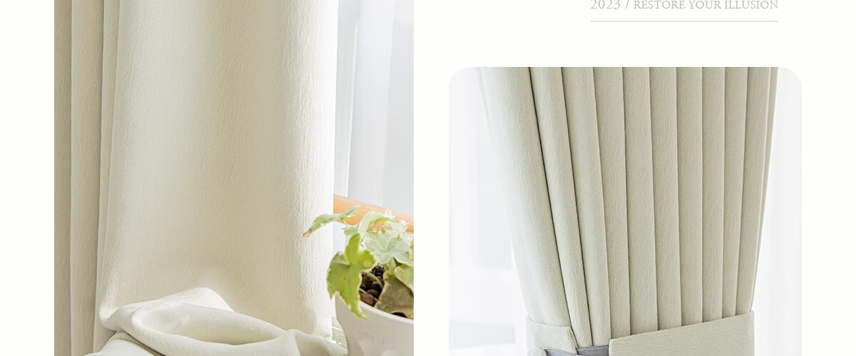 Mihua High Light-Blocking Curtains, Complete Set for Living Room, Thickened Sun Protection, Hooked Velvet Fabric, Cheese Cashmere Color, 1.8m Wide * 2.4m High 18