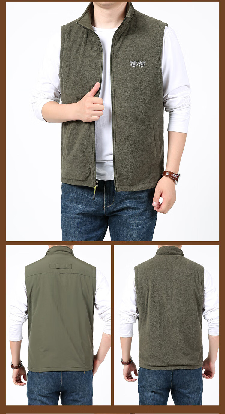 VANCAMEL Men's Vest, Outdoor Casual Multi-Pocket Sleeveless Waistcoat, Quick-Dry Loose Workwear Jacket, Khaki, XL 23