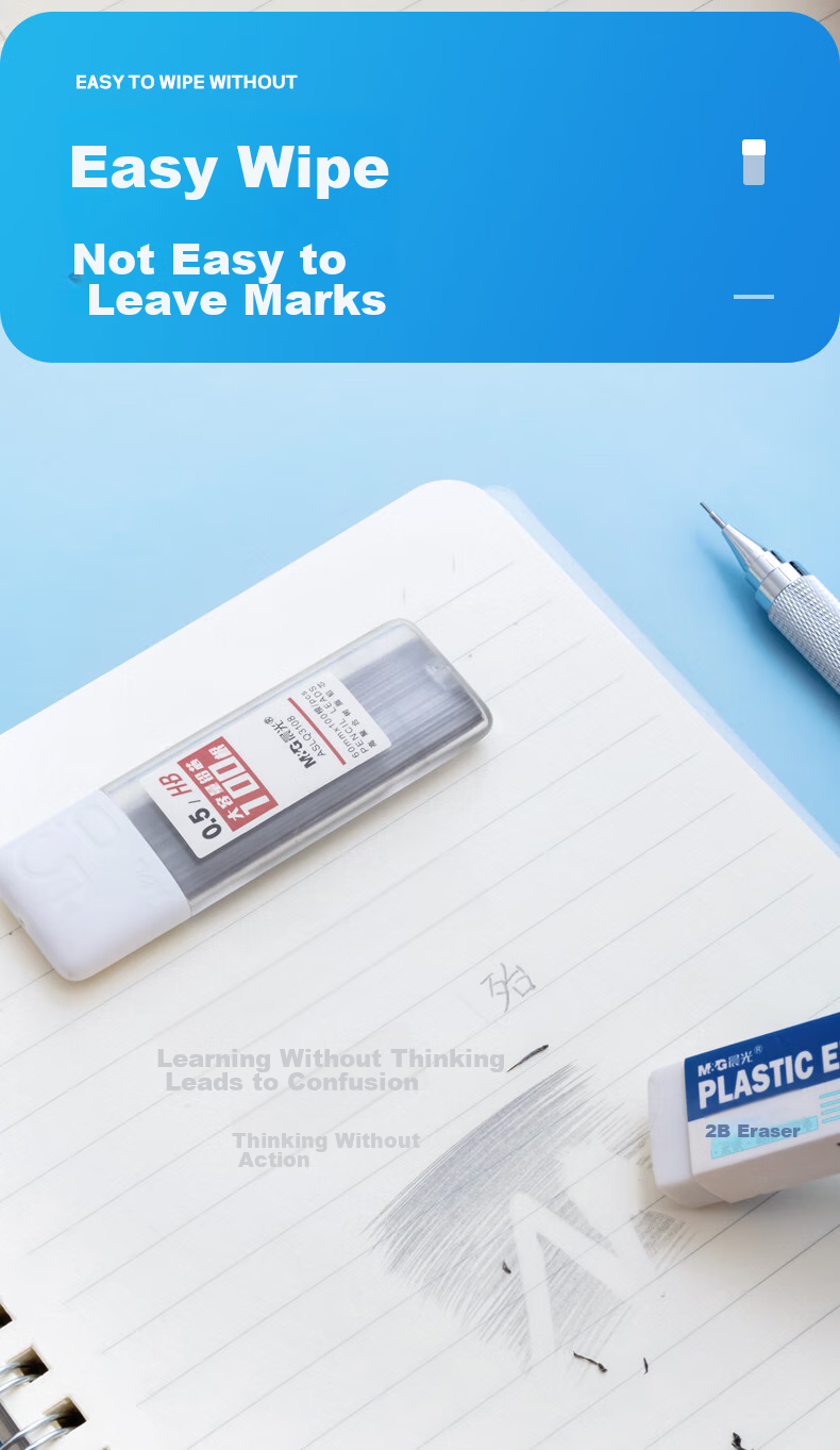 M&G Stationery HB/0.5mm Mechanical Pencil Lead Refills, Resin Lead, Large Capacity Lead Box, 100 Pieces/box, Single Box ASLQ3108HB5 Exam Essential 3