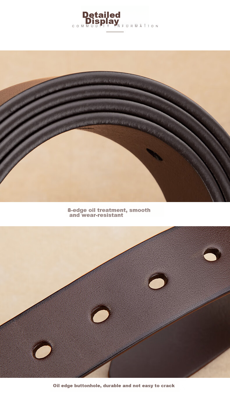 Cattlesboss Leather Belt for Men with Pin Buckle, Couple's Style Trouser Belt with Buckle, Casual Pants Belt 3129 Black 120cm 17