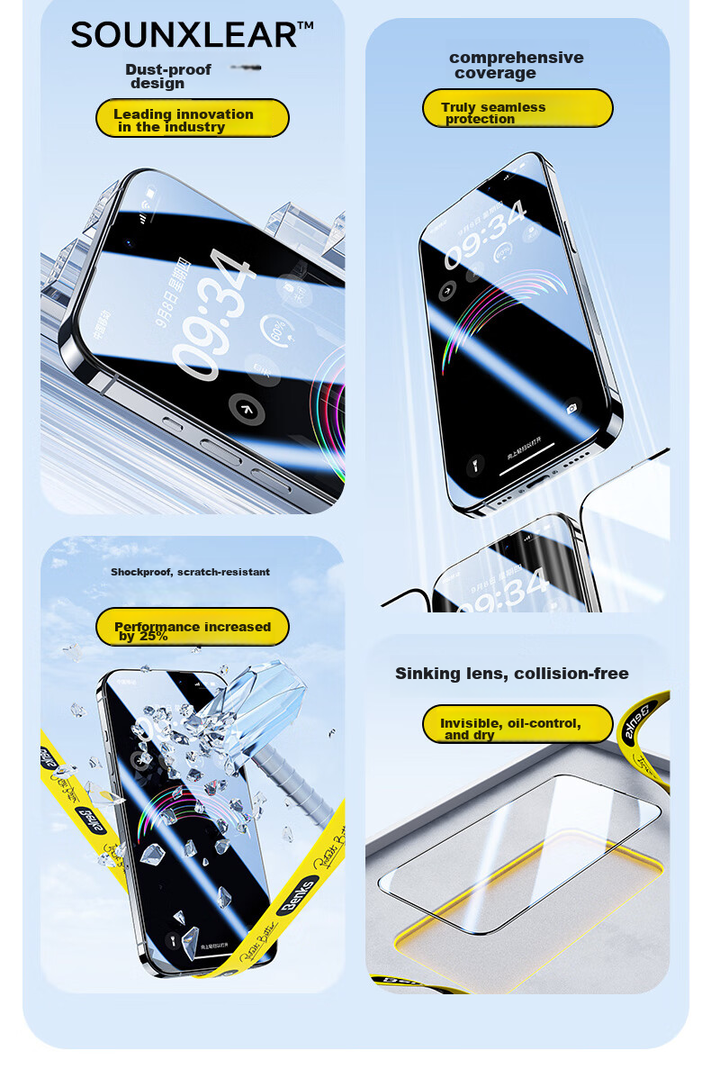 Benks Tempered Glass Screen Protector for IPhone 15 Pro, Anti-Dust, Shockproof, Fingerprint-Resistant, Ultra-Thin Phone Film, HD Clear, 2-Pack 3