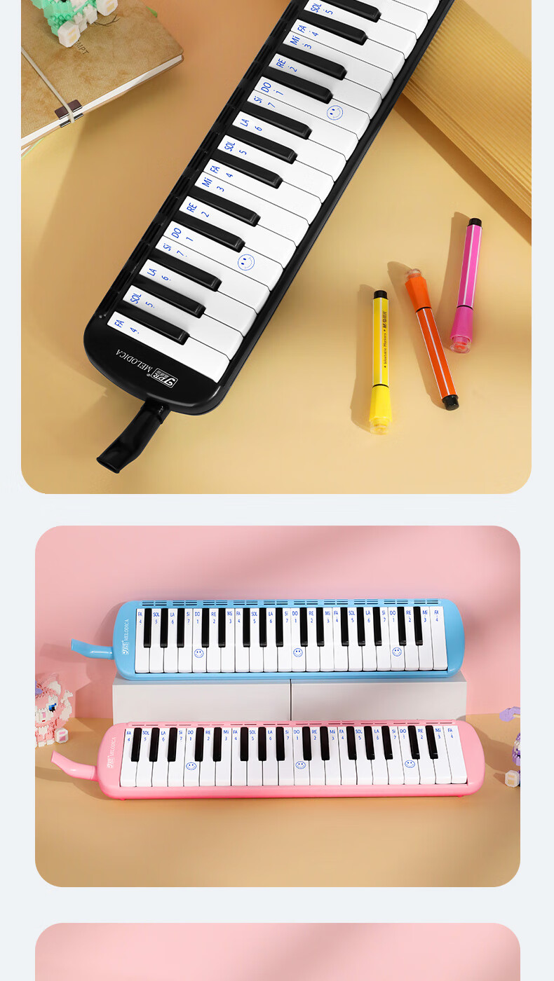 JDR Melodica 37-Key Leather Case for Students, Children, Beginners And Adults, Performance And Classroom Teaching, Black 18