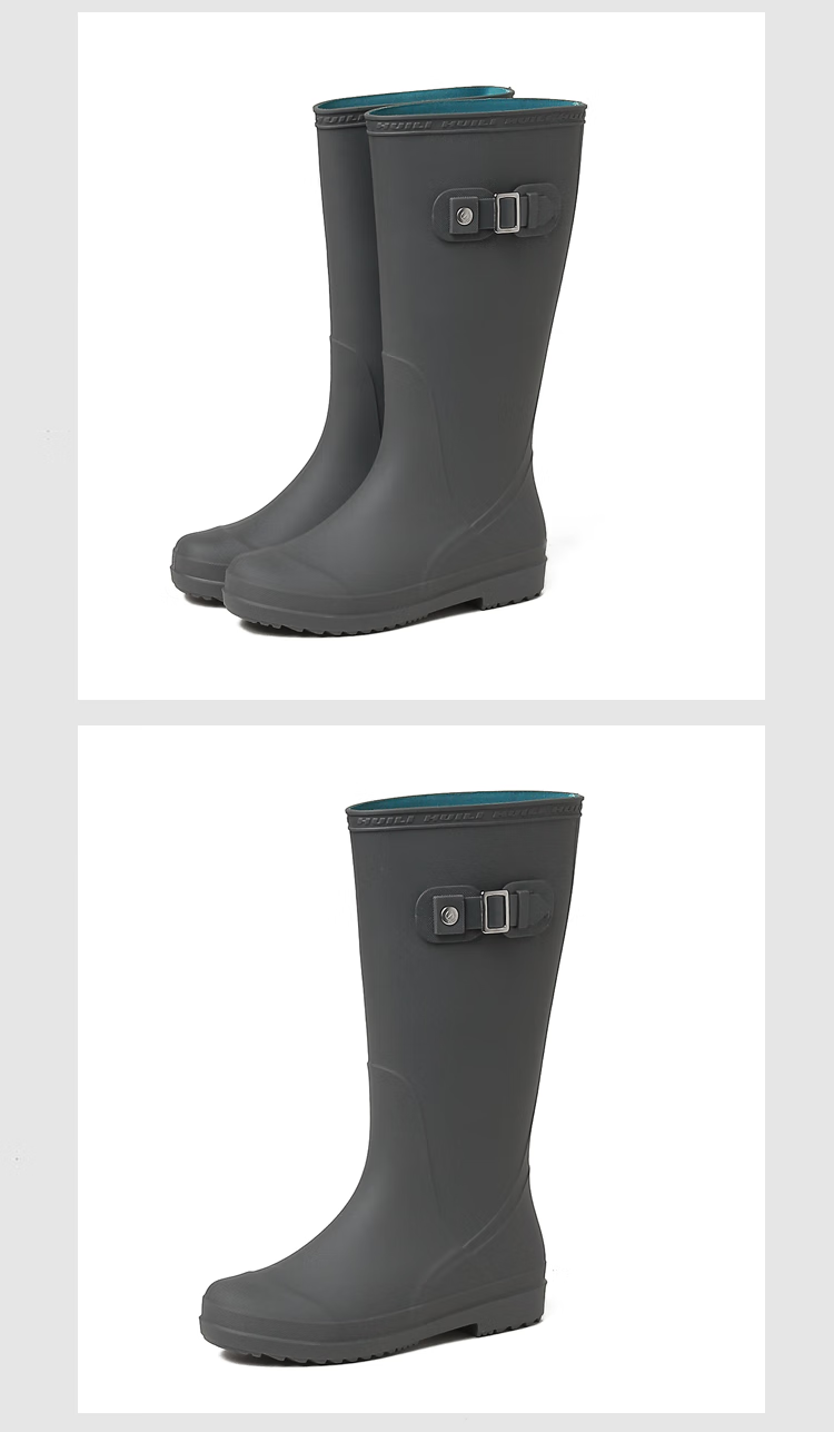 Warrior Women's Fashion Adult High Tube Rain Boots Waterproof Shoes Rubber Boots HXL73-B Gray Size 36 12