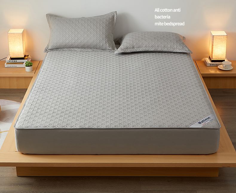 Hengyuanxiang Class A Pure Cotton Fitted Sheet, Single Piece, Single Bed, Protective Cover, Quilted Non-Slip Mattress Protector, Bed Cover, 150*200cm 2