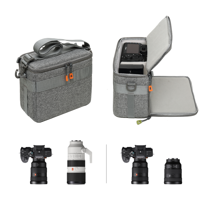 Statin BD04WA7 Anti-Pressure Dual-Lens Camera Bag with Dual-Opening Structure, Suitable for Sony A7/Canon R/5D Series And Others