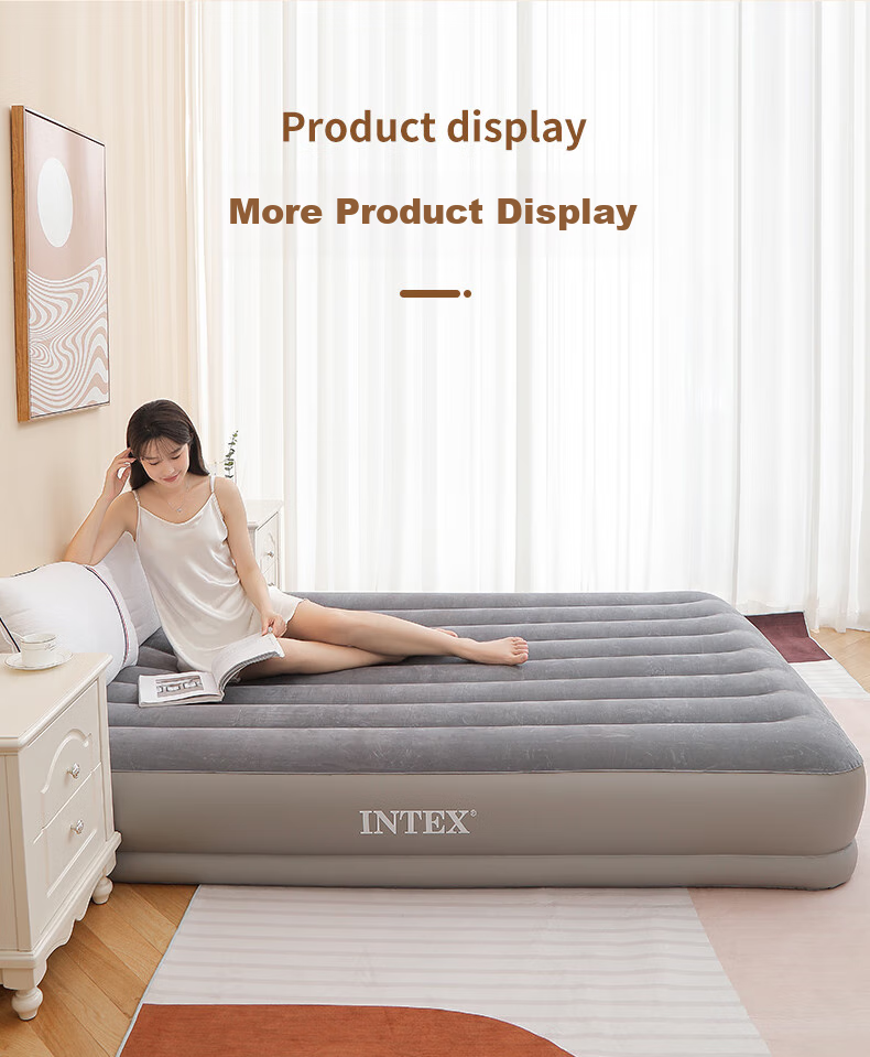 INTEX Built-In Electric Pump USB Port Inflatable Single-Person Air Mattress for Home Use, Portable Automatic Inflation 64112 with 1 Pillow 14