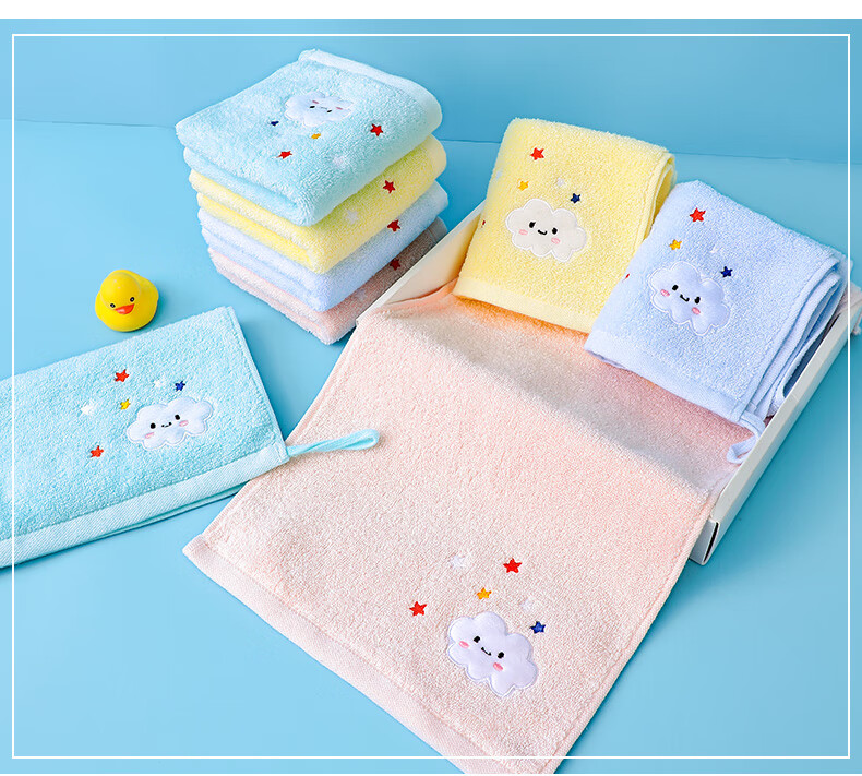 Grace 7A Grade Children's Pure Cotton Antibacterial Square Towel, 3-Pack, Baby Pure Cotton Drool Bib, Face Towel, 34*34cm 15