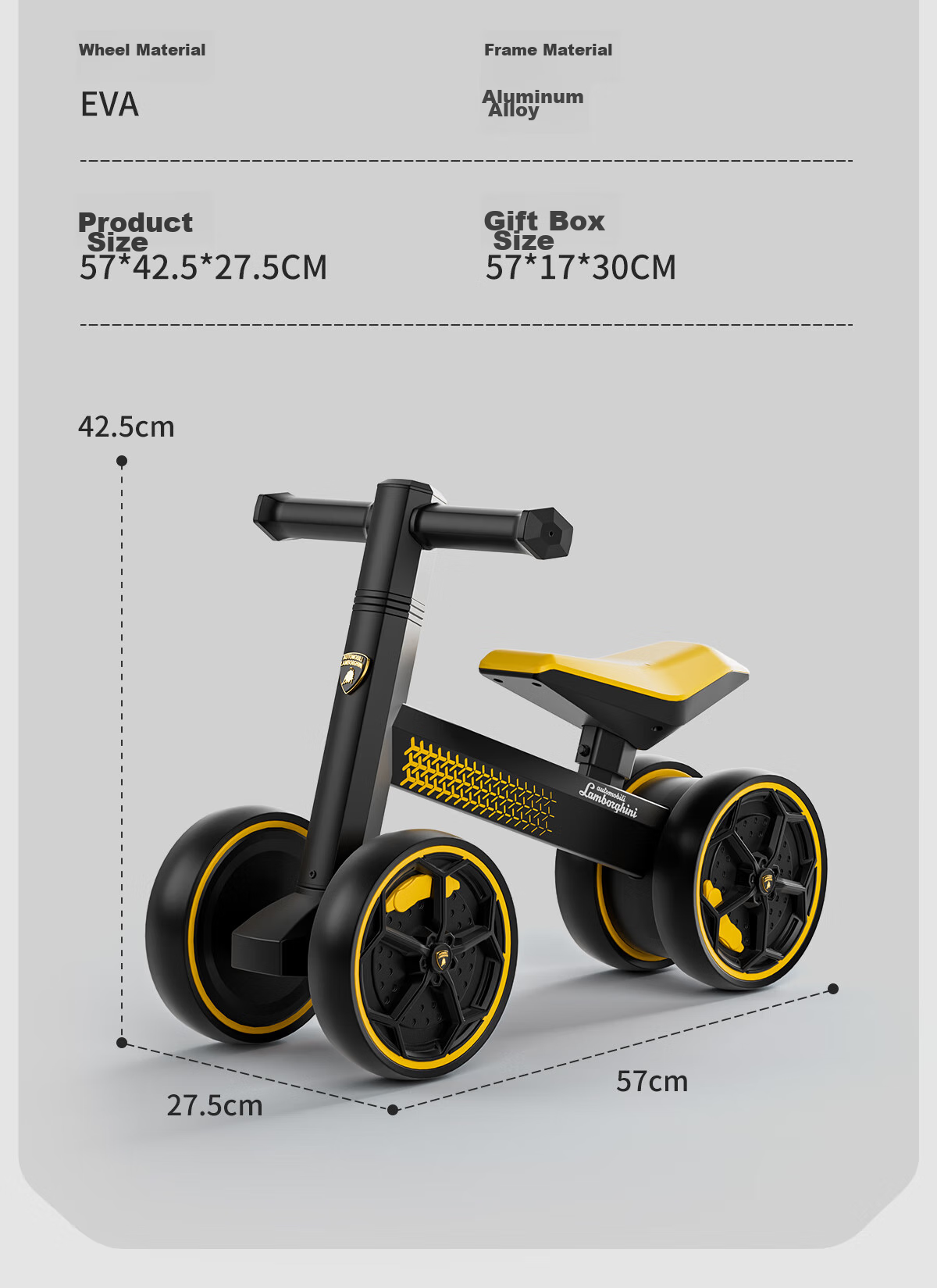 AUTOMOBILI LAMBORGHINI Children's Balance Bike for Ages 1-3, Anti-Rollover Baby Toy, National Day Birthday First Birthday Gift, Gliding Walker 31
