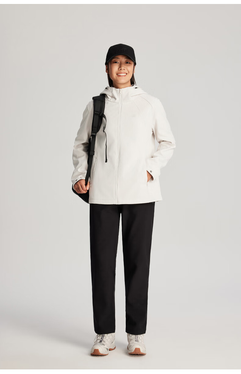 TECTOP Soft Shell Jacket, Fashionable Windproof Breathable Wear-Resistant Coat, Hooded Sports Windbreaker, Cloud Ink Black, M 21