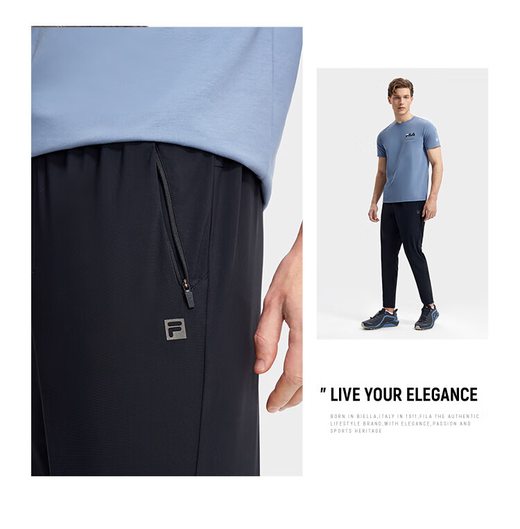 FILA Official Men's Knitted Basic Straight-Leg Fitness Sports Pants 16
