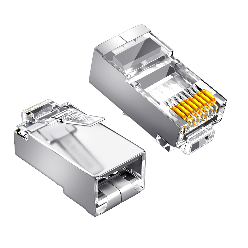 SAMZHE Engineering-Grade Category 6 Gigabit Network Shielded RJ45 Connector, 8P8C Network Cable Plug, FTP Copper Shell Crystal Head, 10 Pieces, PB6010