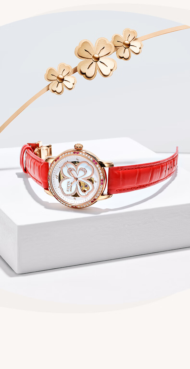 FIYTA Classic "White Moonlight" Mechanical Movement Steel Strap Business Elegant Women's Watch, Holiday Birthday Gift 9