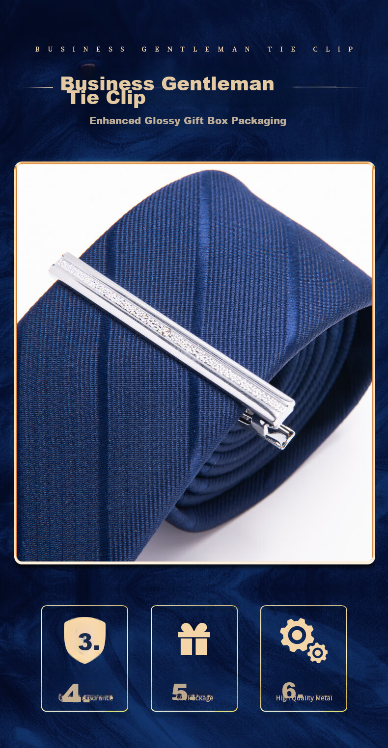 GLO-STORY Necktie Clip for Men, Formal Necktie Clip, Fashionable Minimalist Business Necktie Clip Gift Box Set MLJ934062 Silver A 1
