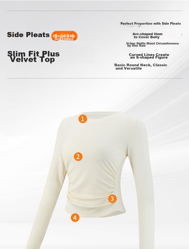 XUEXIMAN Yoga Top for Women, Long Sleeve T-Shirt, Autumn And Winter New Style, Pleated Slimming Design, for Running, Fitness, Sports, Quick-Dry Top 2