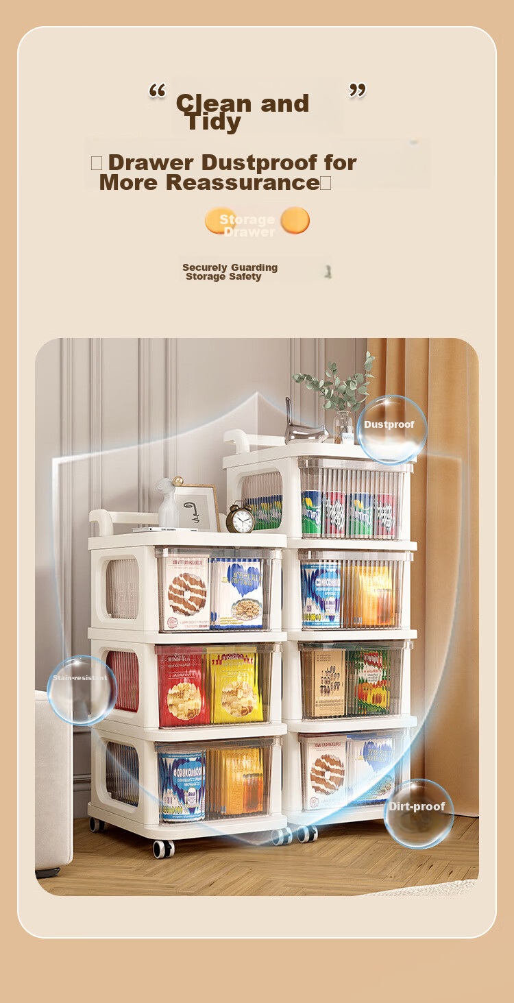 Leshengtu Snack Cart Storage Rack, Living Room Snack Organizer Trolley, Bedside Storage Cabinet, Cosmetics Storage Shelf LC91 5
