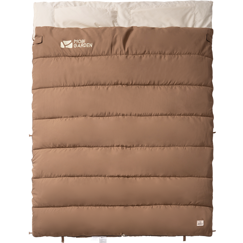 MOBIGARDEN Sleeping Bag, Outdoor Camping Double-Person Brushed Cotton Warm Envelope Sleeping Bag New Moon 3.2 NX20562027, Truffle Color