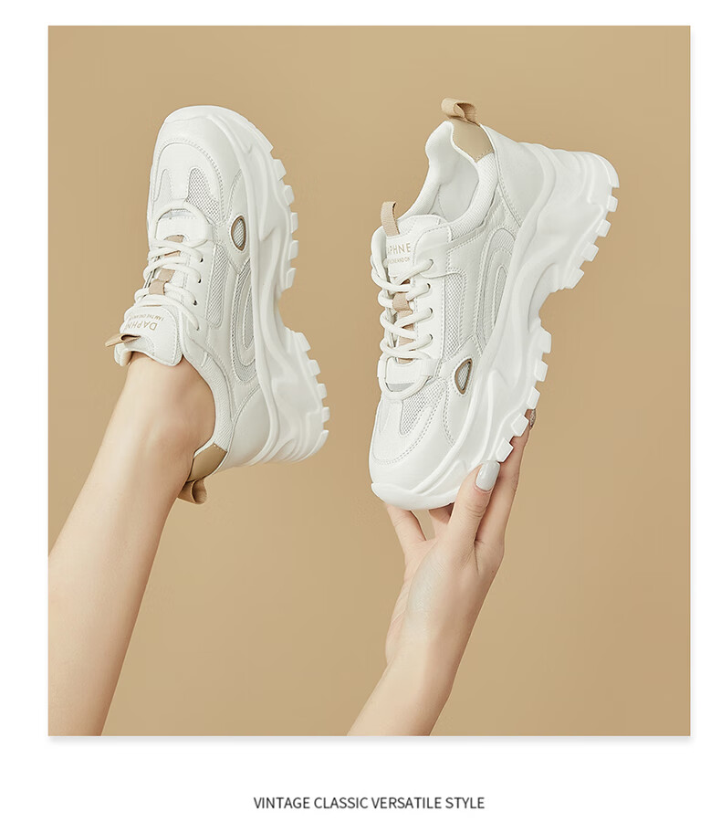 DAPHNE Mesh Casual Shoes for Women, Thick-Soled Breathable Height-Increasing Slimming Foot-Smallening Dad Shoes 4623101141 White Blue 36 6