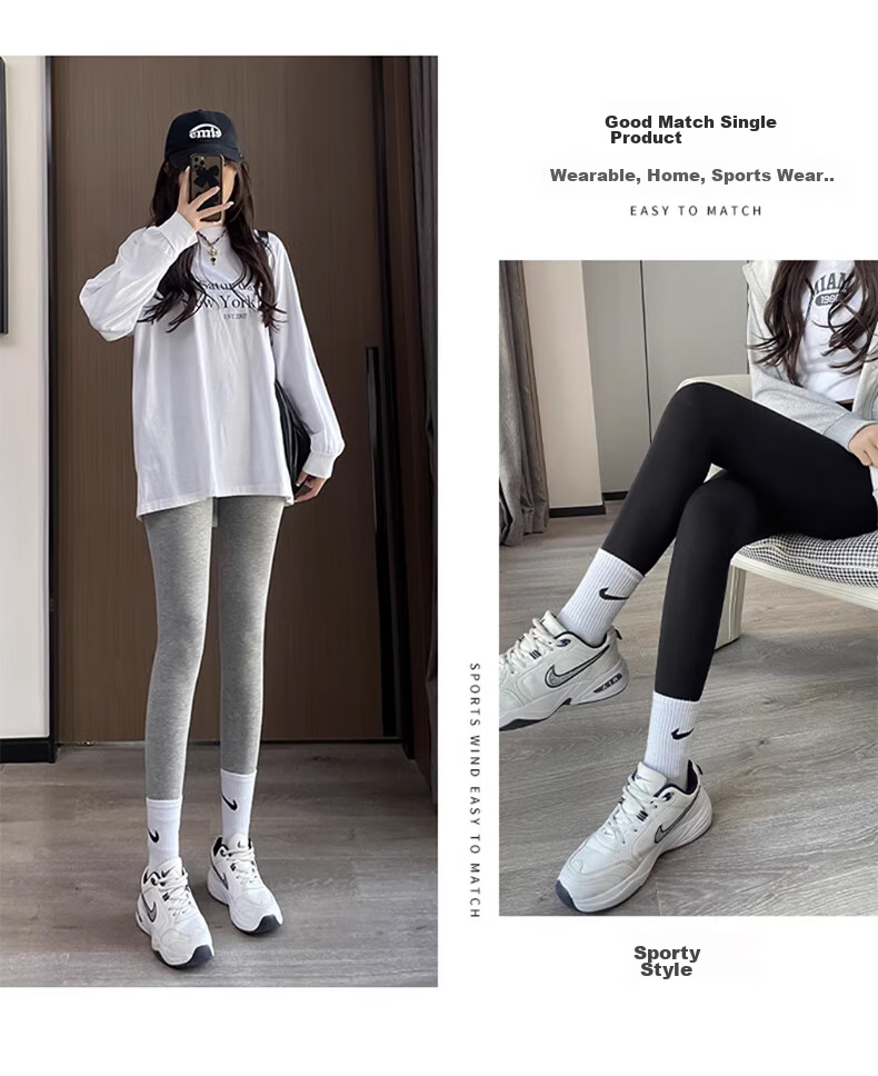 LangSha Modal Leggings for Women, Spring And Autumn Wear, Nine-Tenths Thin Yoga Pants, Black Slim-Fit Elastic Skinny Pants 7