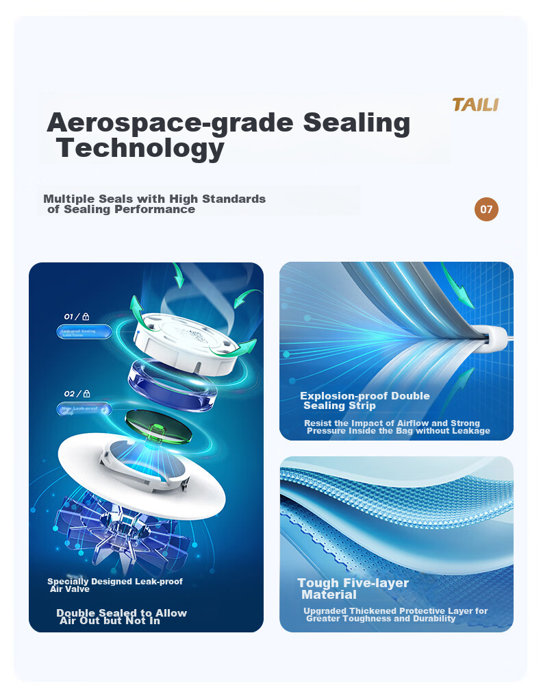 Taili Anti-Mite Vacuum Compression Storage Bags for Clothes And Quilts, Moving Packing And Sorting Bags, 4-Piece Set 12