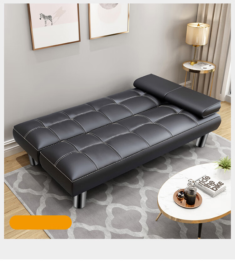 Huakaizhixing Sofa Bed, Dual-Purpose Folding Sofa, Multifunctional Small Apartment Two-Seater Leather Sofa, HKS10 Black Leather 5