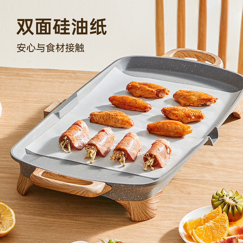 COOKER KING Silicone Paper for Barbecue, Air Fryer, Disposable Steamer Liners, Oven Baking Pans, 50 Sheets, Rectangular Shape 40*30cm