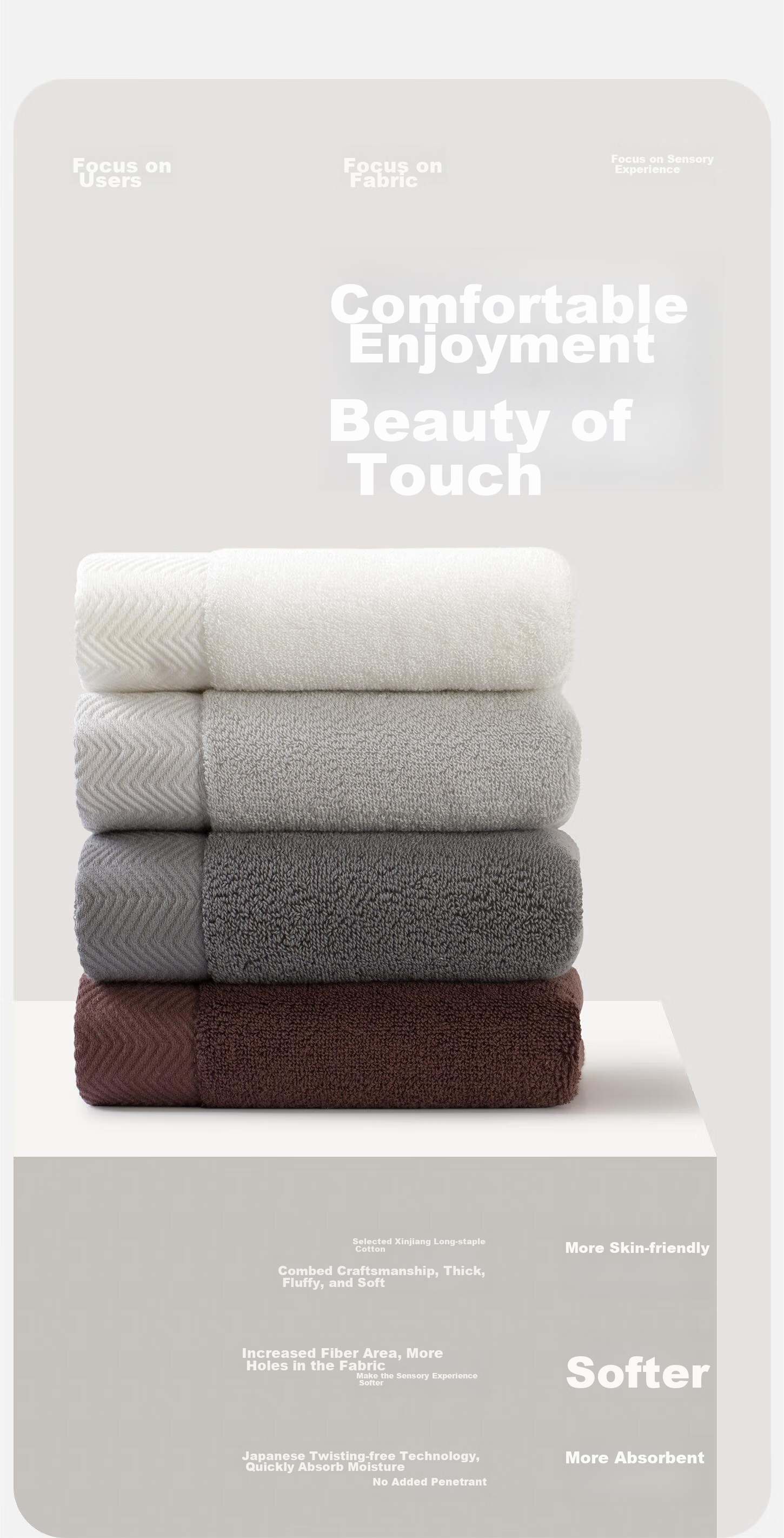 GGT Japanese Face Towel for Men, Pure Cotton Adult Bath Towel, Thickened Hotel Absorbent Hand Towel for Women, Natural White + Carbon Removal 5