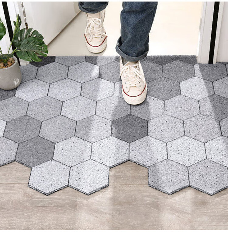 FOOJO Loop Mat, Cuttable Entrance Mat, Waterproof And Non-Slip Doormat for Removing Dirt, 60*90cm, Geometric Blue Tone 2