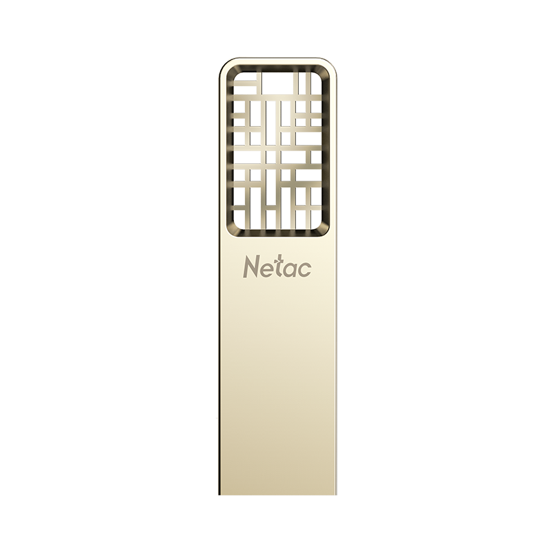 Netac 128GB USB3.2 Gen1 Flash Drive, U327, All-Metal High-Speed Mini Hollow Design Flash Drive, Creative Chinese Style, Elegant Nickel Color