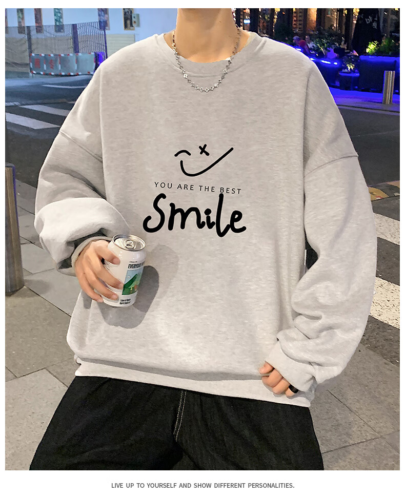 Foss Phil American Vintage Floral Embroidered Crewneck Sweatshirt Men Spring Autumn Loose Casual Top WY013 Obsidian Black 3XL 12