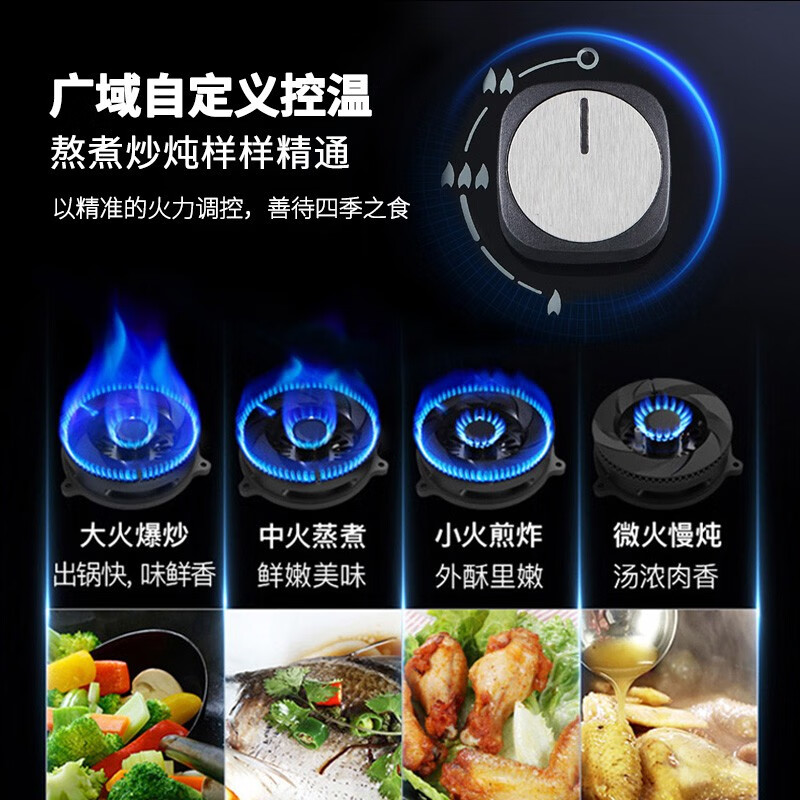美菱（MELING）5.2KW智能定时家用钢化玻璃猛火燃气灶 双眼台嵌两用 JZY-MZ-550C 液化气