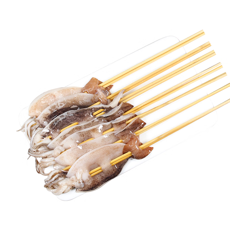 富海锦鱿鱼半支串净重440g10-12串 轰炸大鱿鱼烧烤火锅食材海鲜软足送礼